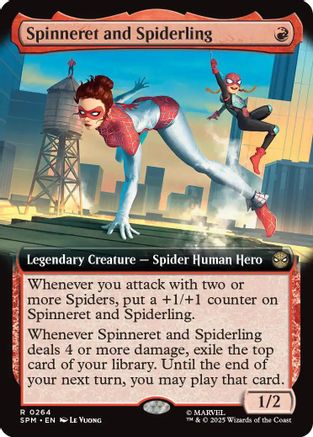 Spinneret and Spiderling (Extended Art)  [Foil]  (SPM-264) - [Marvel's Spider-Man] - Trinity Hobby