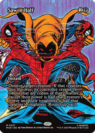 Saw in Half (Borderless)  [Foil]  (MAR-021) - [Marvel Eternal-Legal] - Trinity Hobby