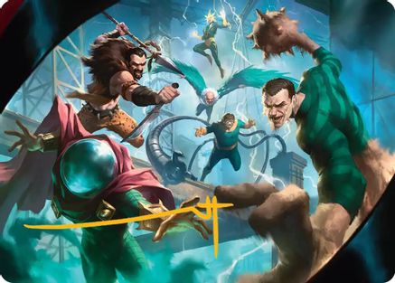 Behold the Sinister Six! Art Card (7/54) (Gold-Stamped Signature)  (AASPM-007) - [Art Series: Marvel's Spider-Man] - Trinity Hobby