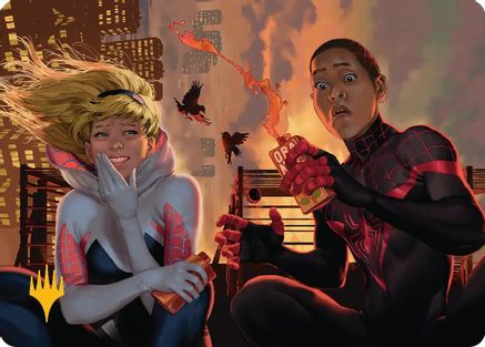 Heroes' Hangout Art Card (Gold-Stamped Planeswalker Symbol)  (AASPM-014) - [Art Series: Marvel's Spider-Man] - Trinity Hobby