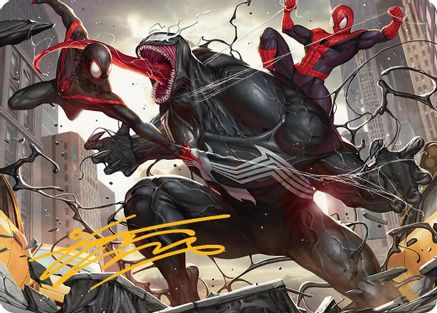 Terrific Team-Up Art Card (Gold-Stamped Signature)  (AASPM-023) - [Art Series: Marvel's Spider-Man] - Trinity Hobby