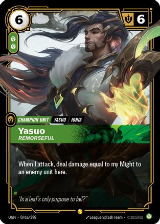 Yasuo - Remorseful (Alternate Art) (076a/298) - Origins - Trinity Hobby