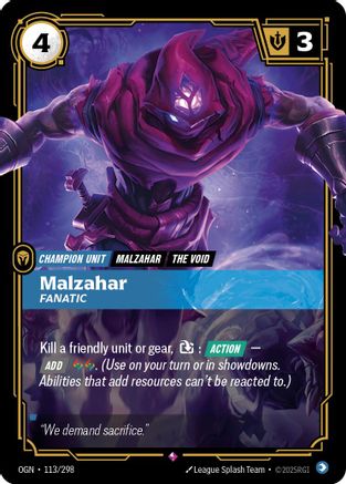 Malzahar - Fanatic (113/298) - Origins - Trinity Hobby