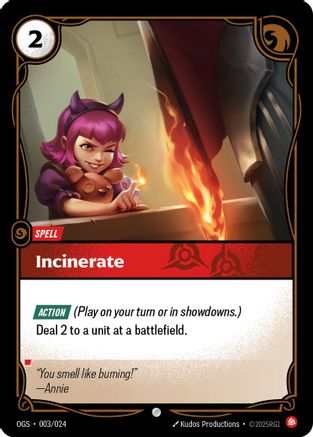 Incinerate (003/024) - Origins Proving Grounds Foil - Trinity Hobby