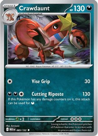 Crawdaunt - (085/132) Reverse Holofoil [ME01 Mega Evolution] - Trinity Hobby