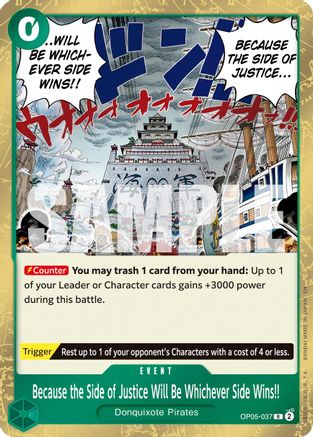 Because the Side of Justice Will Be Whichever Side Wins!! (Reprint) (OP05-037) - [Premium Booster -The Best- Vol. 2] Foil - Trinity Hobby