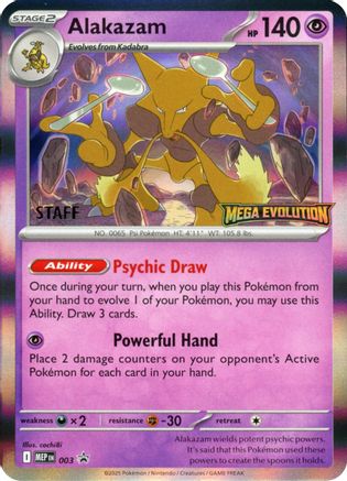 Alakazam - 003 (Staff)  - (003) Holofoil [ME Mega Evolution Promo] - Trinity Hobby