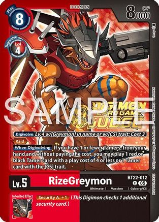 RizeGreymon (Judge Pack 2025 Wave 2) (BT22-012) - [Cyber Eden] Foil - Trinity Hobby