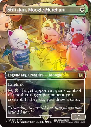 Stiltzkin, Moogle Merchant (Borderless) (Chocobo Track Foil)  [Foil]  (FIN-565) - [FINAL FANTASY] - Trinity Hobby