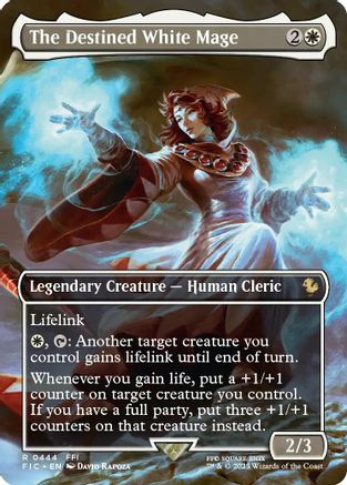 The Destined White Mage (Borderless)  [Foil]  (FIC-444) - [Commander: FINAL FANTASY] - Trinity Hobby