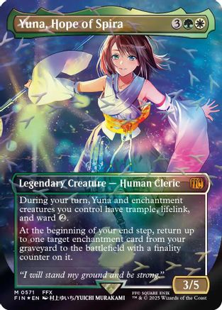 Yuna, Hope of Spira (Borderless) (Chocobo Track Foil)  [Foil]  (FIN-571) - [FINAL FANTASY] - Trinity Hobby