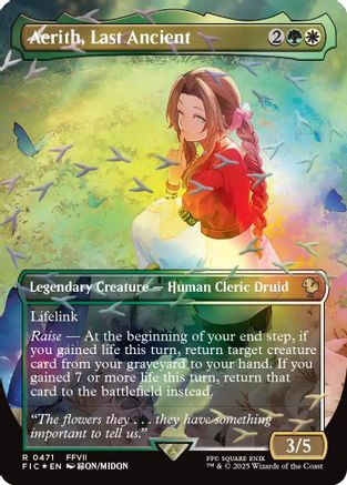 Aerith, Last Ancient (Borderless) (Chocobo Track Foil)  [Foil]  (FIC-471) - [Commander: FINAL FANTASY] - Trinity Hobby