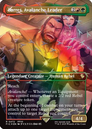 Barret, Avalanche Leader (Borderless) (Chocobo Track Foil)  [Foil]  (FIC-472) - [Commander: FINAL FANTASY] - Trinity Hobby