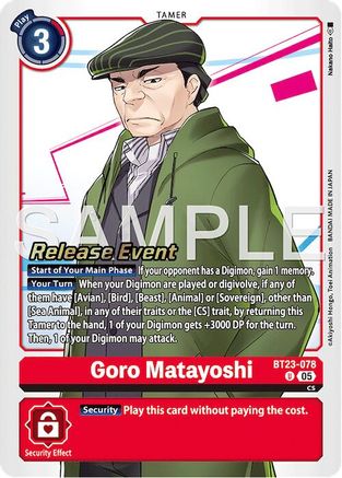 Goro Matayoshi (BT23-078) - [Hackers' Slumber Release Event Cards] Foil