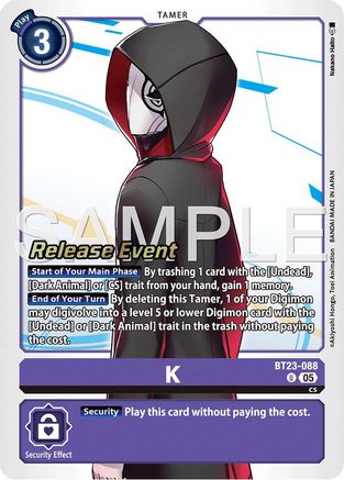 K (BT23-088) - [Hackers' Slumber Release Event Cards]
