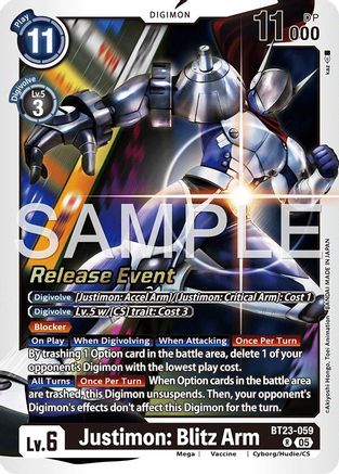 Justimon: Blitz Arm (BT23-059) - [Hackers' Slumber Release Event Cards] Foil