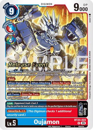 Oujamon (BT23-022) - [Hackers' Slumber Release Event Cards] Foil
