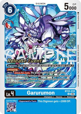 Garurumon (BT23-018) - [Hackers' Slumber Release Event Cards] Foil