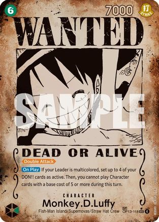 Monkey.D.Luffy (118) (Wanted Poster) (OP13-118) - [Carrying On His Will] Foil - Trinity Hobby