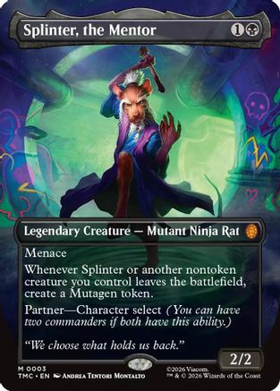 Splinter, the Mentor (Borderless)  [Foil]  (TMC-003) - [Commander: Teenage Mutant Ninja Turtles] - Trinity Hobby