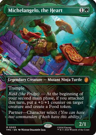 Michelangelo, the Heart (Borderless)  (TMC-005) - [Commander: Teenage Mutant Ninja Turtles] - Trinity Hobby