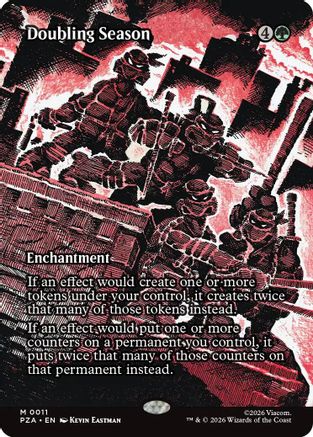 Doubling Season (Borderless)  (PZA-011) - [Teenage Mutant Ninja Turtles Eternal-Legal] - Trinity Hobby
