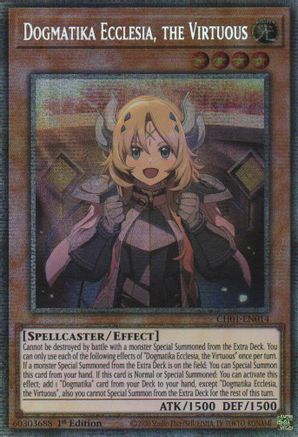 Dogmatika Ecclesia, the Virtuous (Starlight Rare) [CH01-EN014] - THE CHRONICLES DECK: The Fallen & The Virtuous (All-Foil Edition) 1st Edition - Starlight Rare - Trinity Hobby