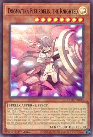 Dogmatika Fleurdelis, the Knighted [CH01-EN015] - THE CHRONICLES DECK: The Fallen & The Virtuous (All-Foil Edition) 1st Edition - Ultra Rare - Trinity Hobby