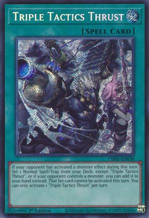 Triple Tactics Thrust (Secret Rare) [CH01-EN030] - THE CHRONICLES DECK: The Fallen & The Virtuous (All-Foil Edition) 1st Edition - Secret Rare - Trinity Hobby