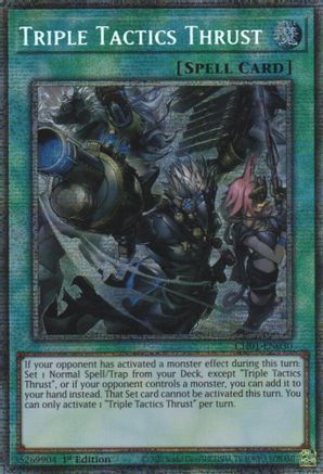 Triple Tactics Thrust (Starlight Rare) [CH01-EN030] - THE CHRONICLES DECK: The Fallen & The Virtuous (All-Foil Edition) 1st Edition - Starlight Rare - Trinity Hobby
