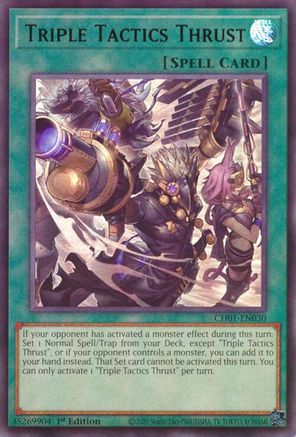 Triple Tactics Thrust [CH01-EN030] - THE CHRONICLES DECK: The Fallen & The Virtuous (All-Foil Edition) 1st Edition - Ultra Rare - Trinity Hobby