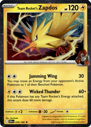 Team Rocket's Zapdos (Cosmos Holo) - (070/182) Holofoil [Miscellaneous Cards & Products]