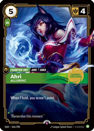 Ahri - Alluring (Launch Exclusive) (066/298) - Riftbound Promotional Cards - Trinity Hobby