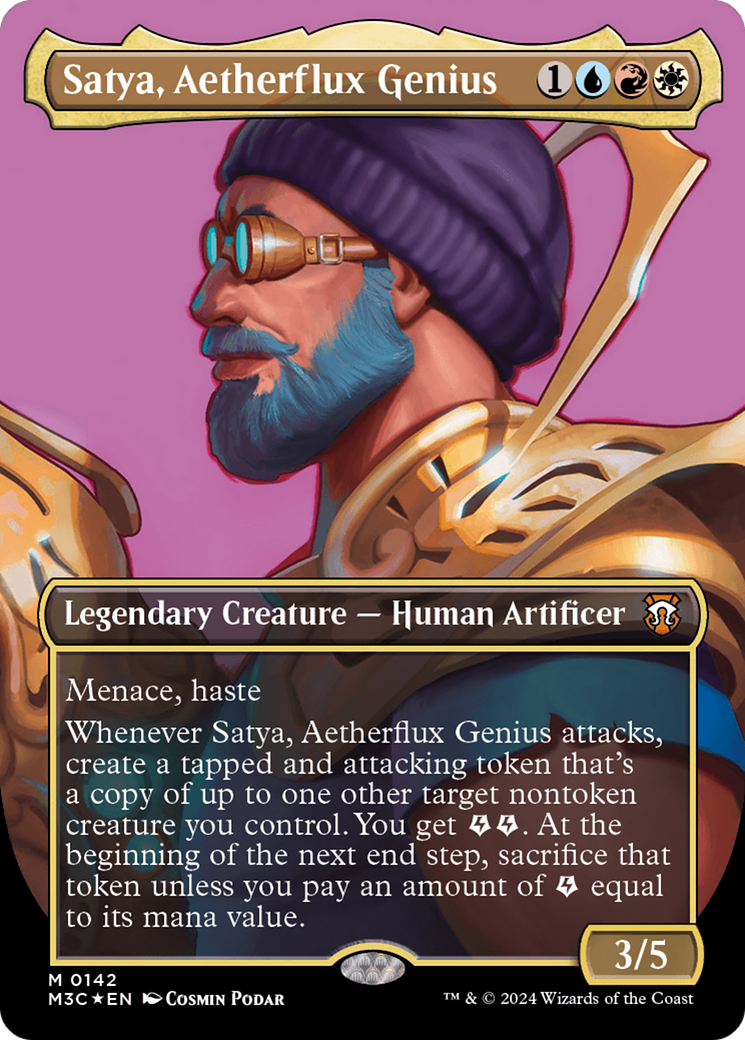 Satya, Aetherflux Genius (Borderless) (Ripple Foil) [Modern Horizons 3 Commander] - Trinity Hobby