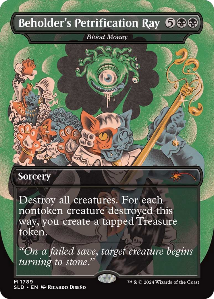 Blood Money  [Foil]  (SLD-1789) - [Secret Lair Drop] / Beholder's Petrification Ray (Borderless) - Trinity Hobby