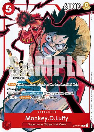 Monkey.D.Luffy - ST01-012 (3rd Anniversary Tournament 3 Brothers Pack) (ST01-012) - [Carrying On His Will: 3rd Anniversary Tournament Cards]