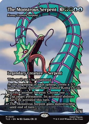 The Monstrous Serpent - Koma, Cosmos Serpent (Borderless)  (TLE-051) - [Avatar: The Last Airbender: Eternal-Legal] - Trinity Hobby