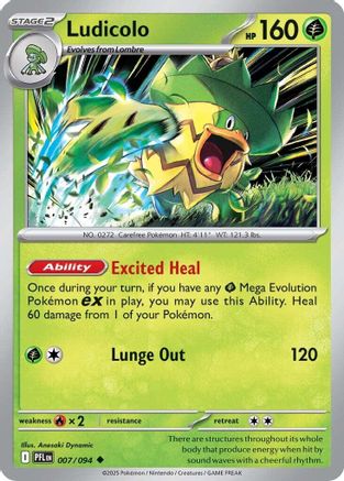Ludicolo - (007/094) Reverse Holofoil [ME02 Phantasmal Flames] - Trinity Hobby