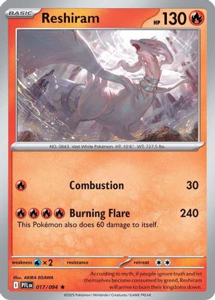 Reshiram - (017) Reverse Holofoil [ME02 Phantasmal Flames] - Trinity Hobby