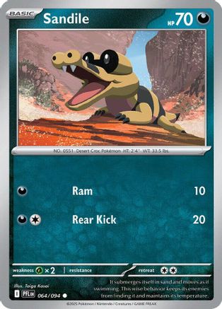 Sandile  - (064) Reverse Holofoil [ME02 Phantasmal Flames] - Trinity Hobby