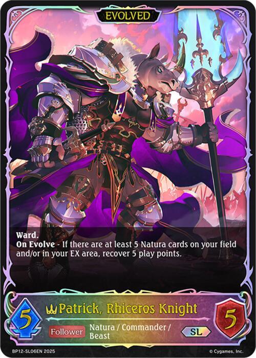 Patrick, Rhiceros Knight (Evolved) (SL) - BP12: Worldreaver’s Descent (BP12-SL06EN) - Trinity Hobby