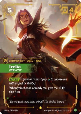 Irelia - Fervent (Alternate Art) (057a/221) - Spiritforged Foil - Trinity Hobby