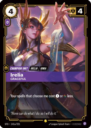 Irelia - Graceful (Alternate Art) (141a/221) - Spiritforged Foil - Trinity Hobby