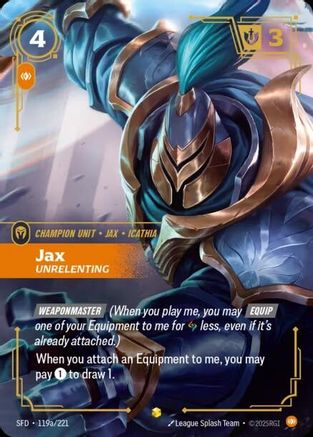 Jax - Unrelenting (Alternate Art) (119a/221) - Spiritforged Foil - Trinity Hobby