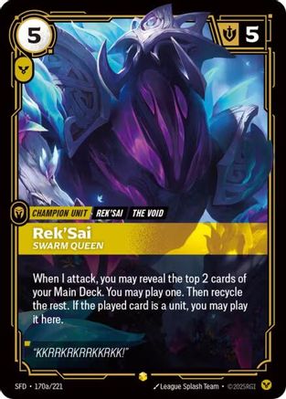 Rek'Sai - Swarm Queen (Alternate Art) (170a/221) - Spiritforged Foil - Trinity Hobby