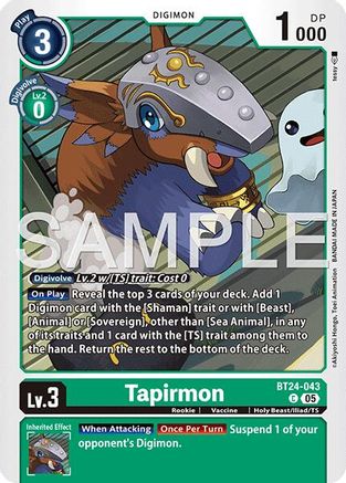 Tapirmon (BT24-043) - [Time Stranger]