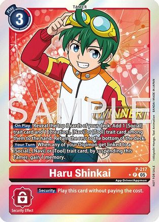 Haru Shinkai (Official Store Tournament 2026 Vol. 1 Winner) (P-217) - [Digimon Promotion Cards] Foil - Trinity Hobby