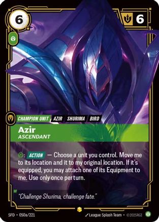 Azir - Ascendant (Alternate Art) (050a/221) - Spiritforged Foil - Trinity Hobby