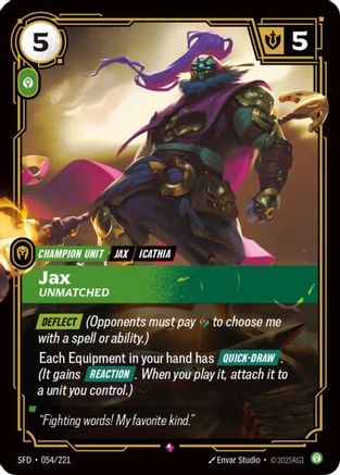 Jax - Unmatched (054/221) - Spiritforged Foil - Trinity Hobby