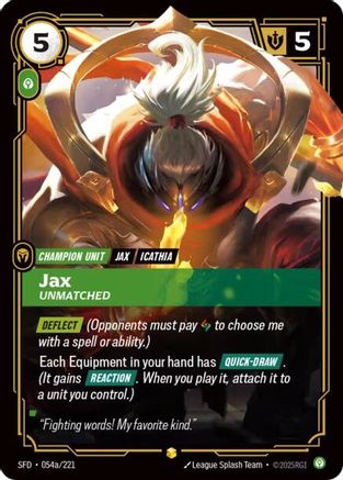 Jax - Unmatched (Alternate Art) (054a/221) - Spiritforged Foil - Trinity Hobby